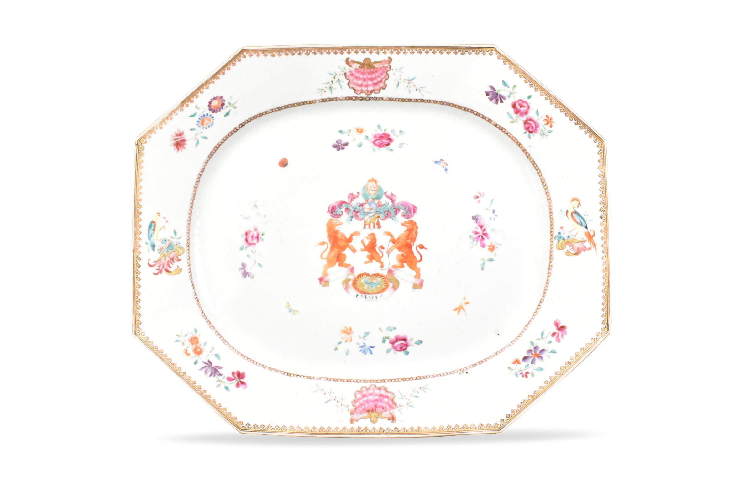 Appraisal: large Chinese export octagonal armorial tureen tray is made for