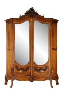 Appraisal: Louis XV Style Walnut Mirrored Armoire A substantial Louis XV