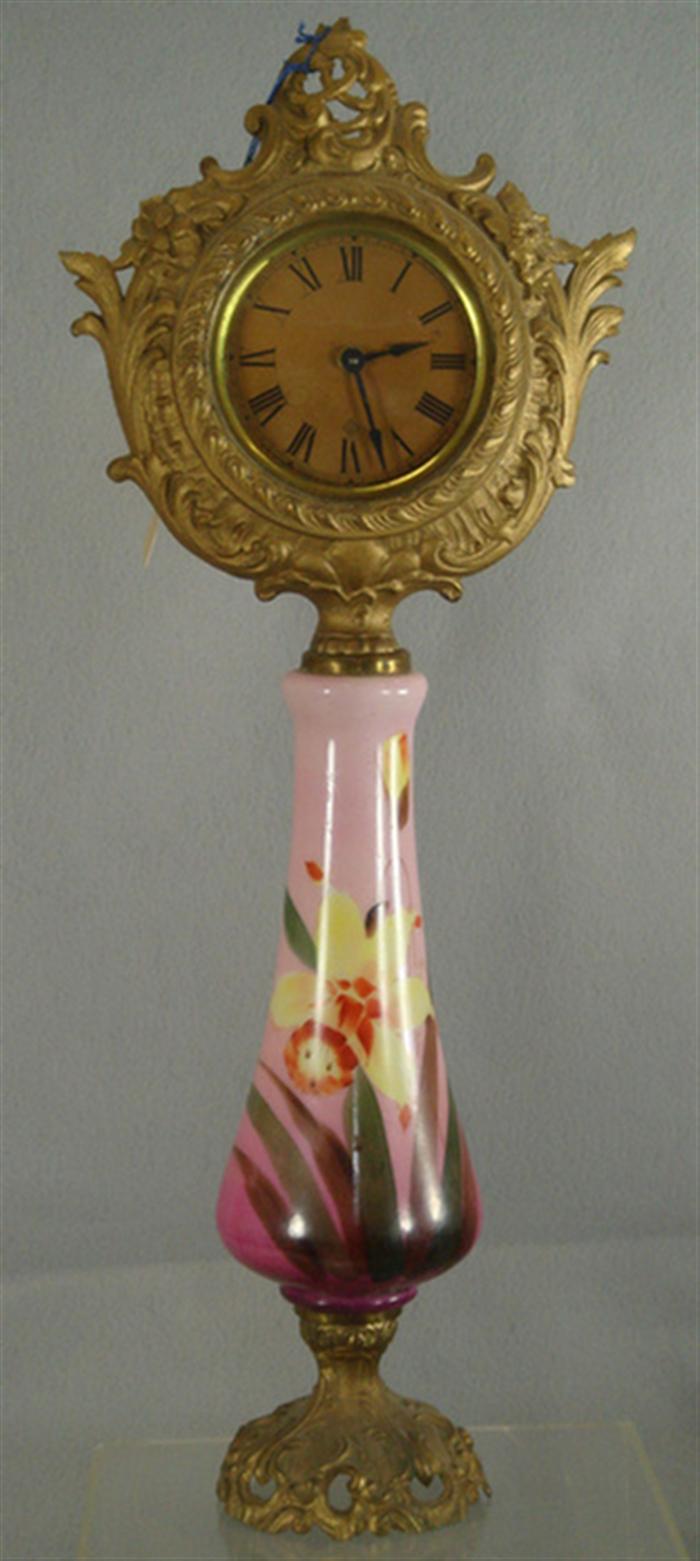 Appraisal: Gilbert porcelain and white metal post clock paper dial hr