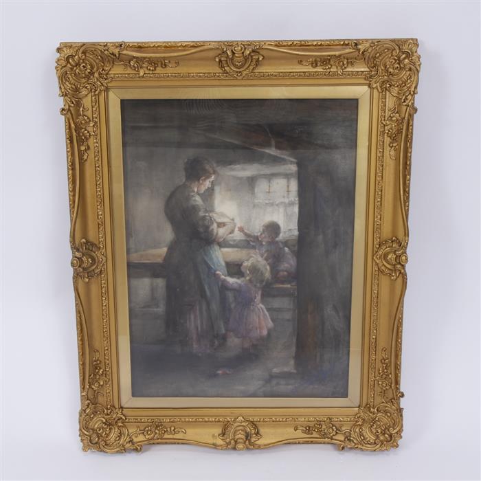 Appraisal: Hannah C Preston Macgoun - 'Daily Bread'watercolor on boardsigned and