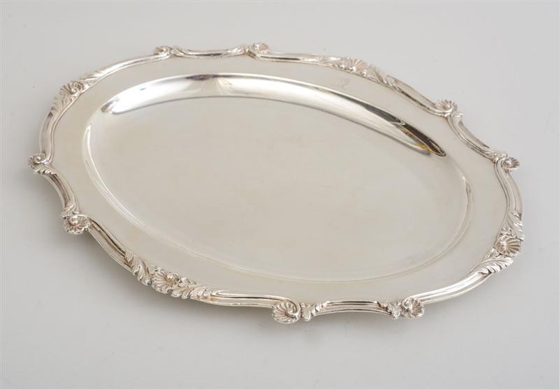 Appraisal: GEORGE III CRESTED SILVER-PLATED MEAT DISH Impressed with two sunburts