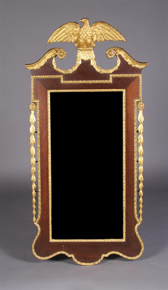 Appraisal: A Georgian Style Mahogany and Parcel Gilt Mirror Height x