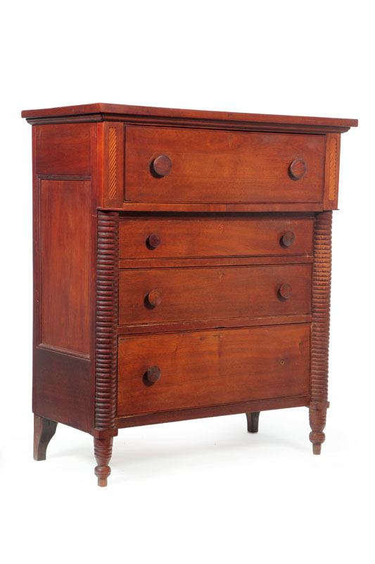 Appraisal: CHEST OF DRAWERS Probably Midwestern - walnut poplar and pine