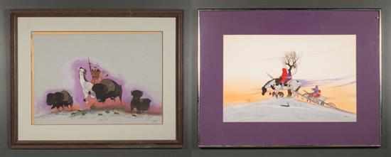 Appraisal: Beatien Yazz American b Two framed watercolor and gouaches on