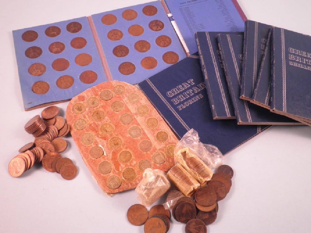 Appraisal: Seven blue coin folders containing pennies half pennies etc and