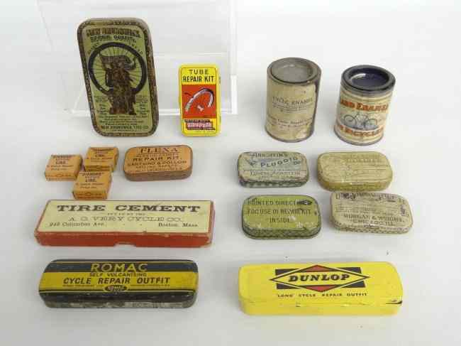 Appraisal: Collection of approx bicycle related tins including tube repair etc