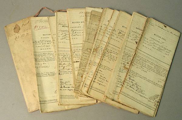 Appraisal: A group of Civil War muster rolls for the th