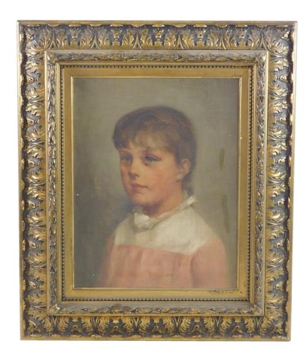 Appraisal: Late th C portrait of a young girl oil on