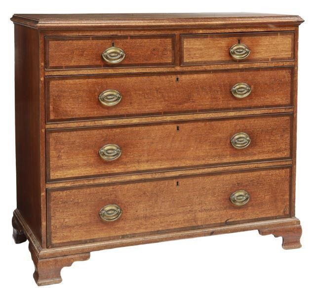 Appraisal: English Georgian period oak chest of drawers th c molded