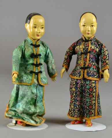 Appraisal: Antique Chinese Composition DollsBoth with finely painted faces and finely