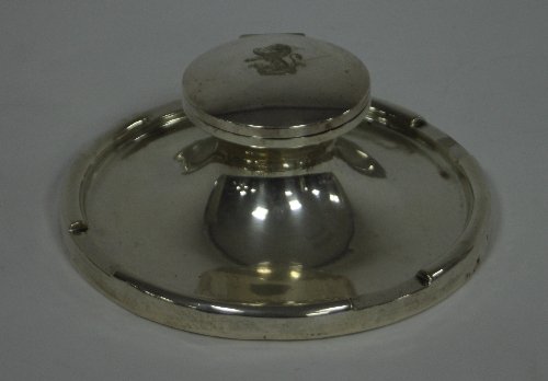 Appraisal: A silver capstan inkwell maker's mark rubbed Birmingham the hinged