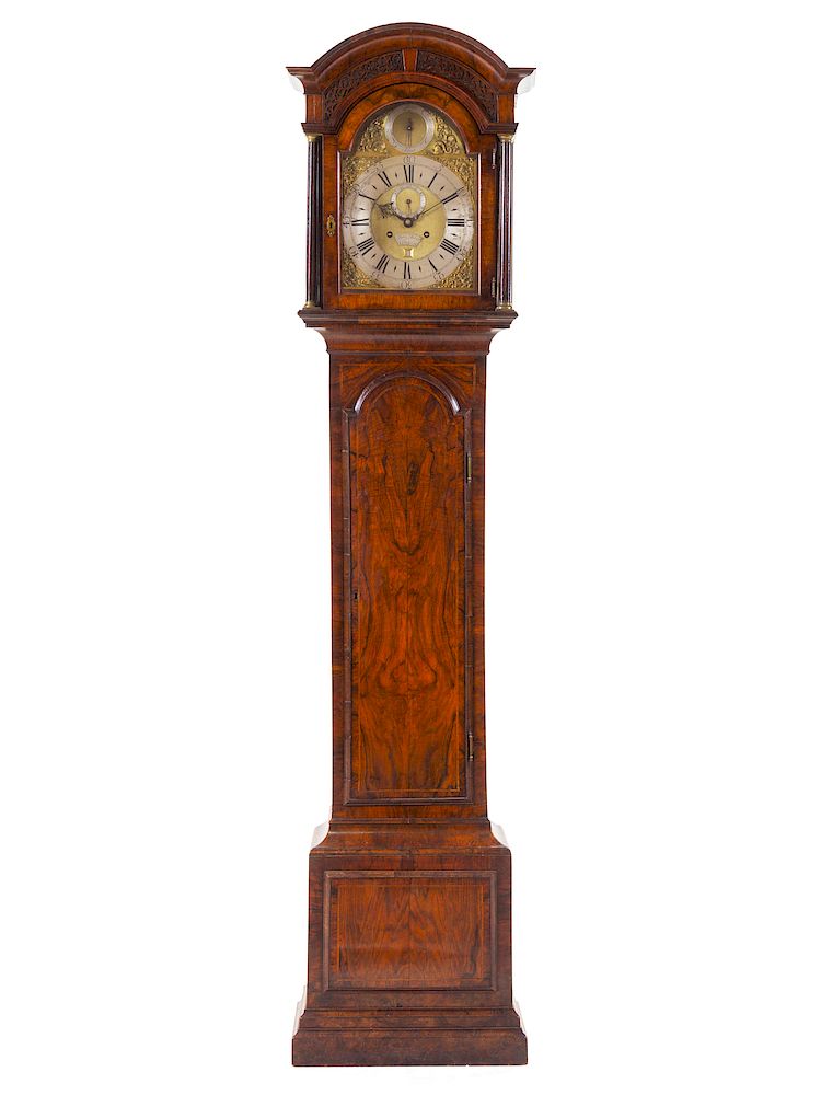 Appraisal: An English Walnut Tall Case Clock An English Walnut Tall