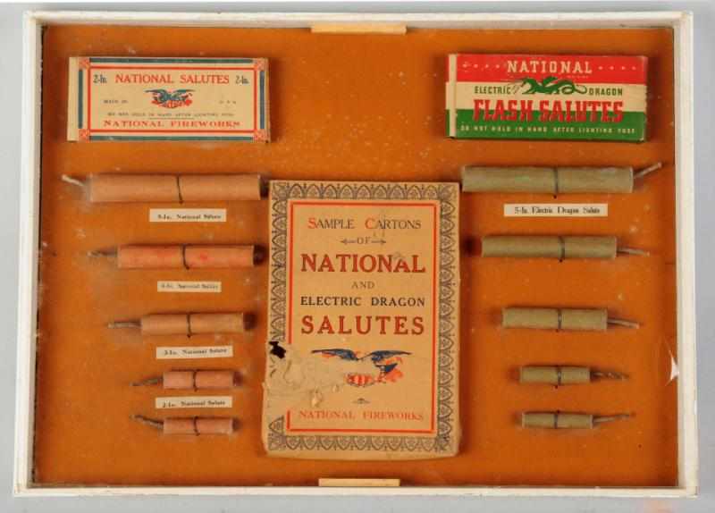 Appraisal: Salesman's Sample Firecracker Board Includes nine National roman candles and