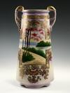 Appraisal: VASE - Circa two handle hand decorated vase in the