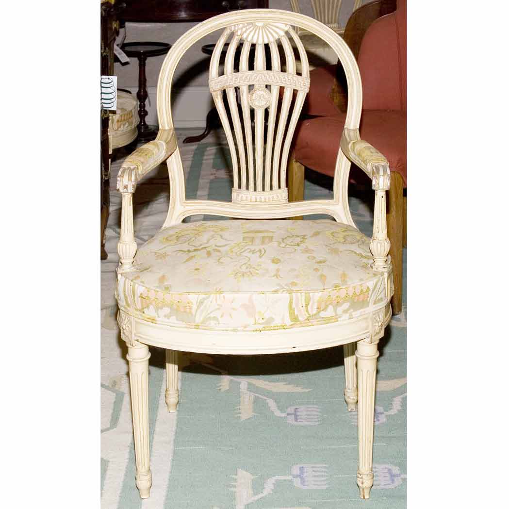 Appraisal: Set of Six Louis XVI Style Painted Dining Chairs Including