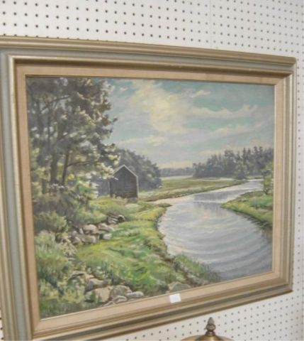 Appraisal: OIL PAINTING - RIVER SCENE - SQUIER