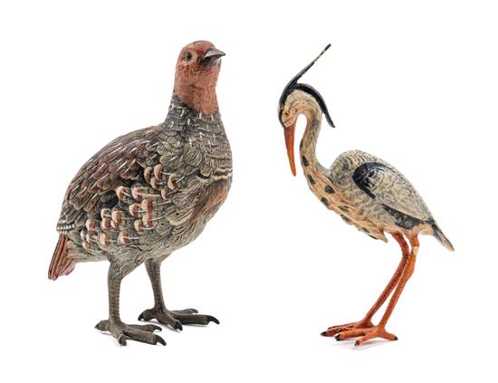 Appraisal: Sale Lot Two Austrian Cold Painted Bronze Birds comprising an