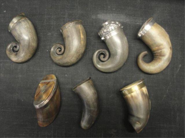 Appraisal: Collection of Silver-Mounted Scottish Horns Many are decorative and monogrammed