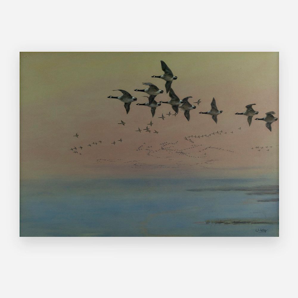 Appraisal: George Edward Lodge - Geese in flight Lot George Edward