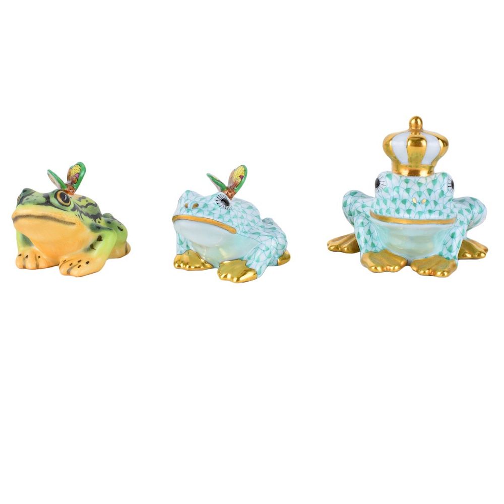 Appraisal: Three Herend Figurines Grouping of Three Herend Porcelain Frog Figurines