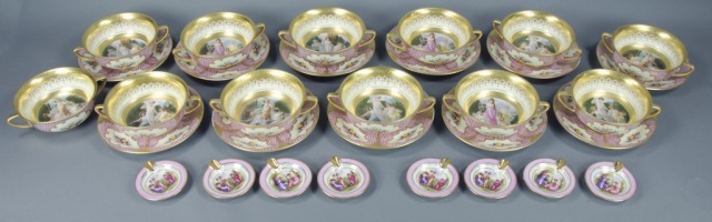 Appraisal: Thirty-One Piece Set of Karlsbad ChinaIncluding bullion cups and underplates