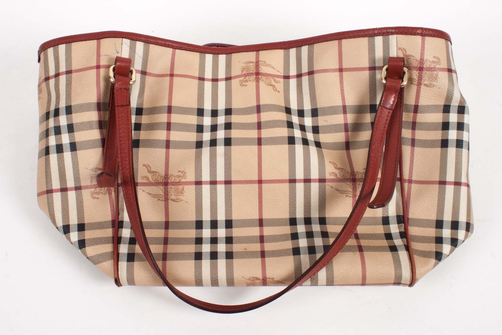 Appraisal: Burberry Haymarket Check satchel handbag x x in dust bag