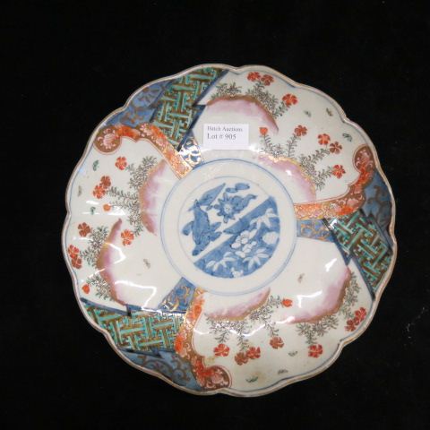 Appraisal: Japanese Imari Porcelain Dish floral design scalloped excellent