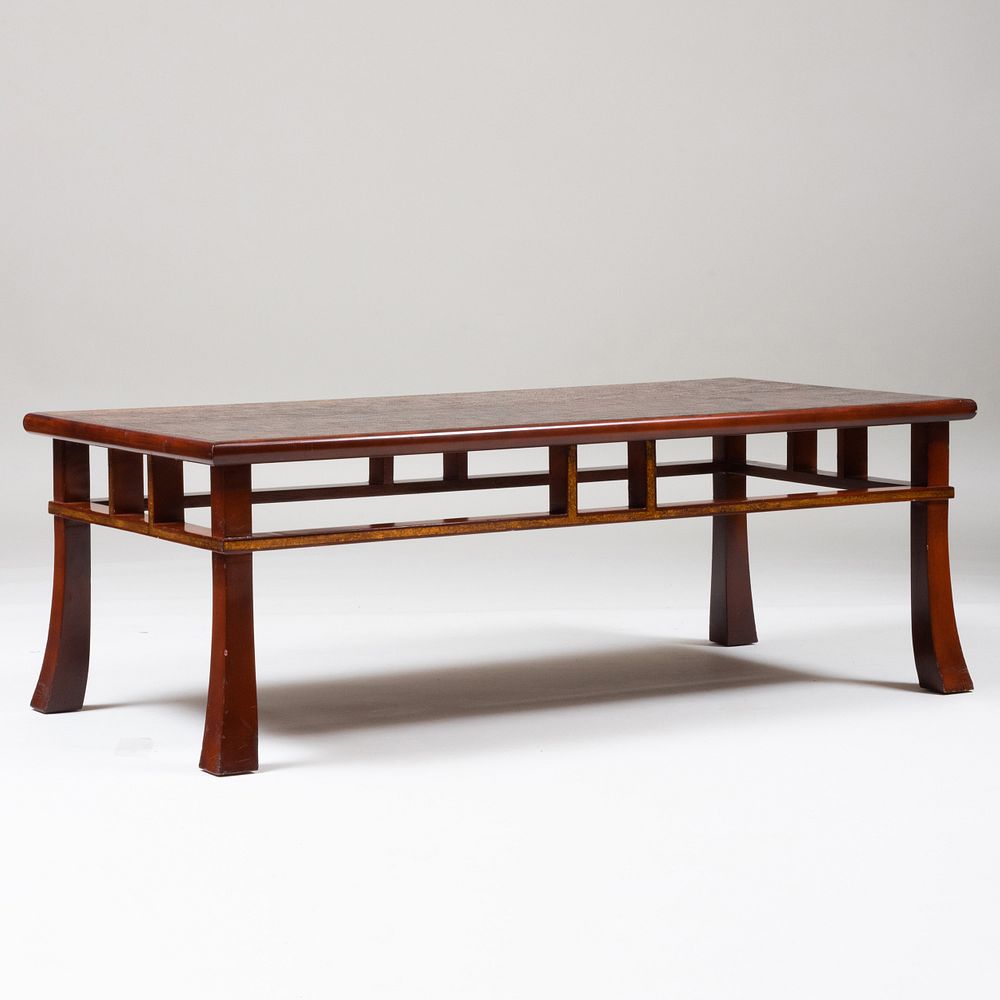 Appraisal: Japanese Style Wood Low Table With a textured wood top