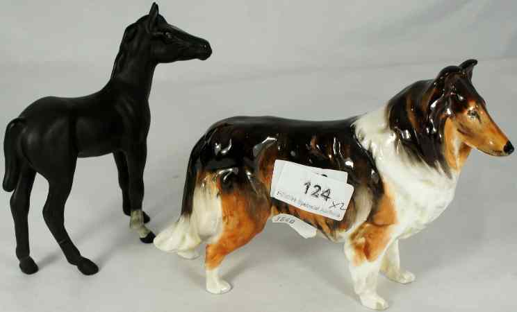 Appraisal: Beswick Black Beauty Foal Matt and Royal Doulton Collie HN