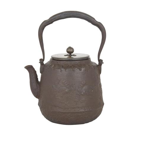 Appraisal: A Japanese Iron Tetsubin Kettle with Kingyo Goldfish Meiji Period