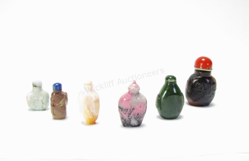 Appraisal: Group of Oriental Snuff Bottles six total including gray jade