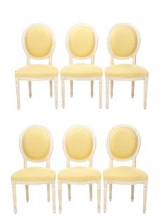 Appraisal: Set of French White Louis XVI Style Chairs Continental mid