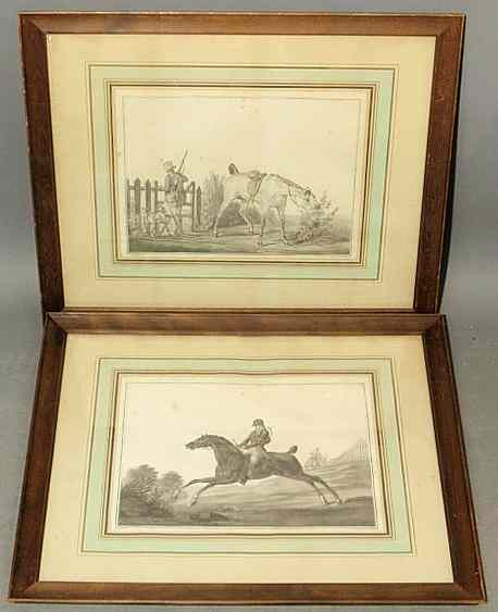 Appraisal: Pair of equestrian prints framed and matted x