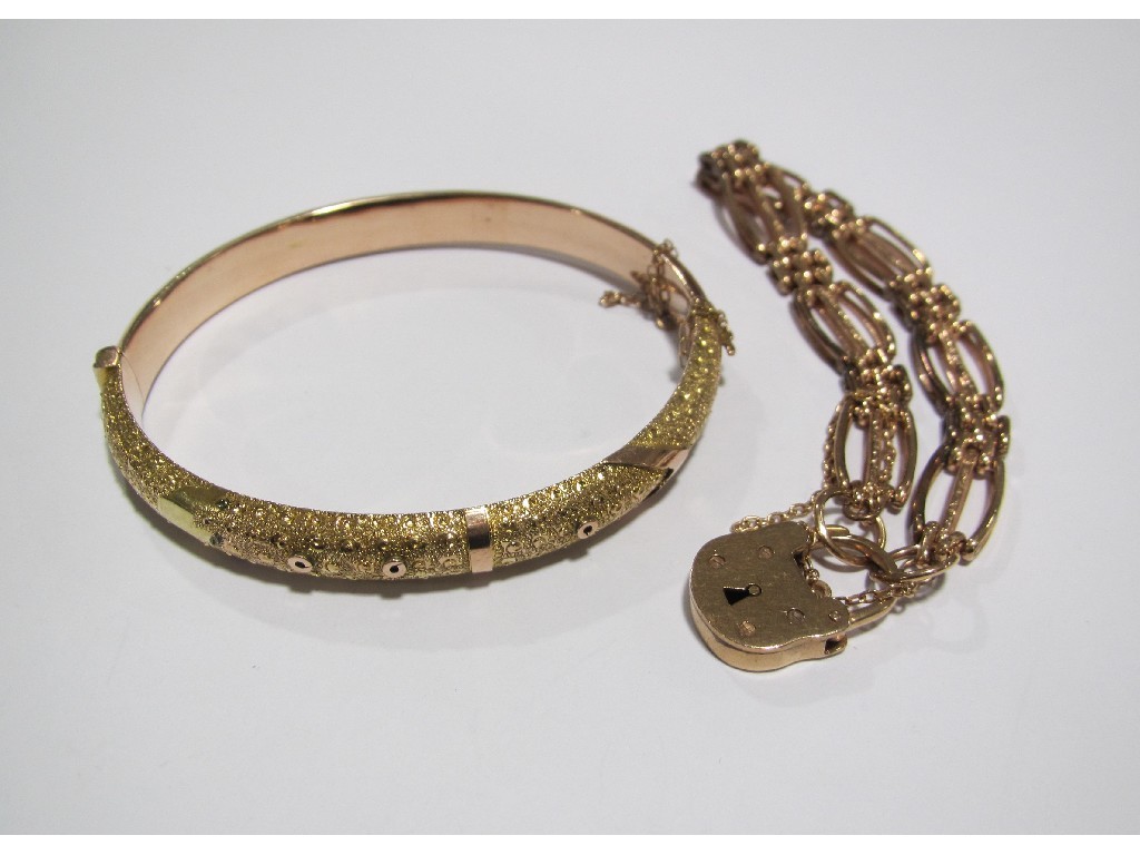 Appraisal: Lot comprising a Victorian ct rose gold buckle bangle and