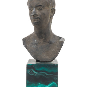 Appraisal: A Cast Metal Bust of a Man th Century Height