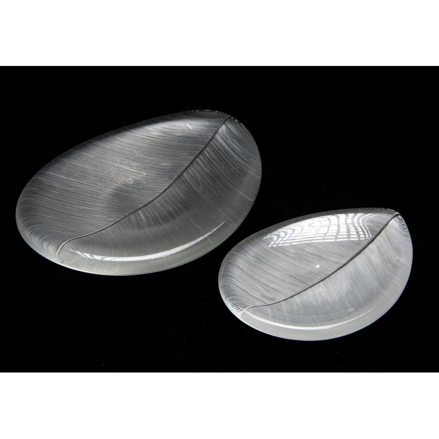 Appraisal: Tapio Wirkkala Two Glass Leaf Dishes for iittala circa s