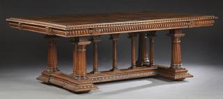 Appraisal: Spanish Renaissance Style Carved Walnut Dining Tab Spanish Renaissance Style