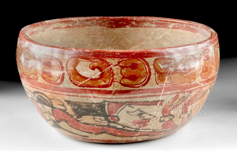 Appraisal: Maya Copador Polychrome Swimmer Bowl Pre-Columbian Maya Territories Honduras El