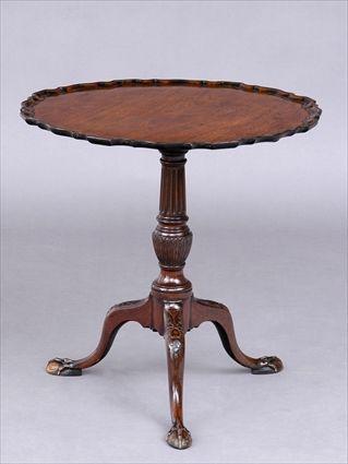 Appraisal: GEORGE III-STYLE CARVED MAHOGANY TILT-TOP TEA TABLE The pie-crust top