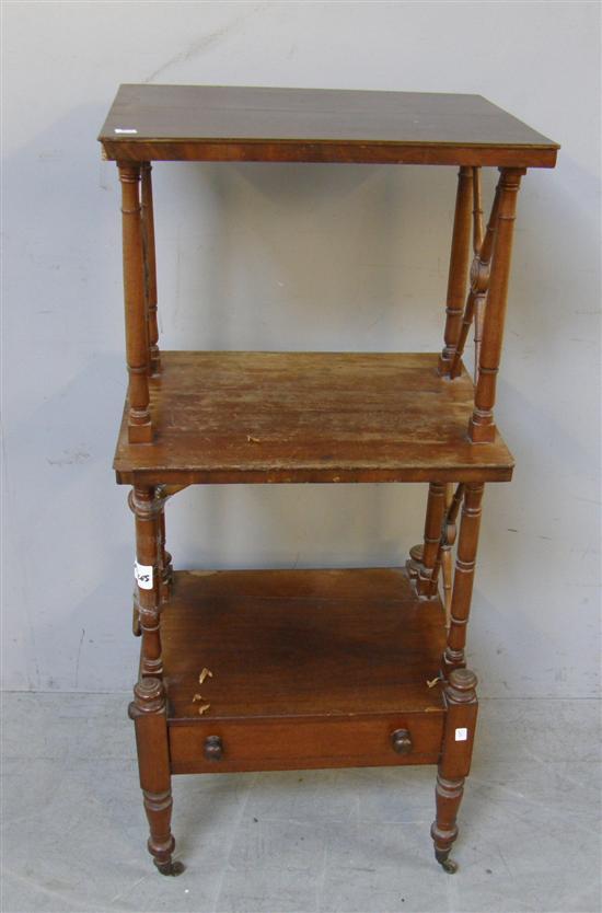 Appraisal: th century three tier walnut what-not with X shaped supports