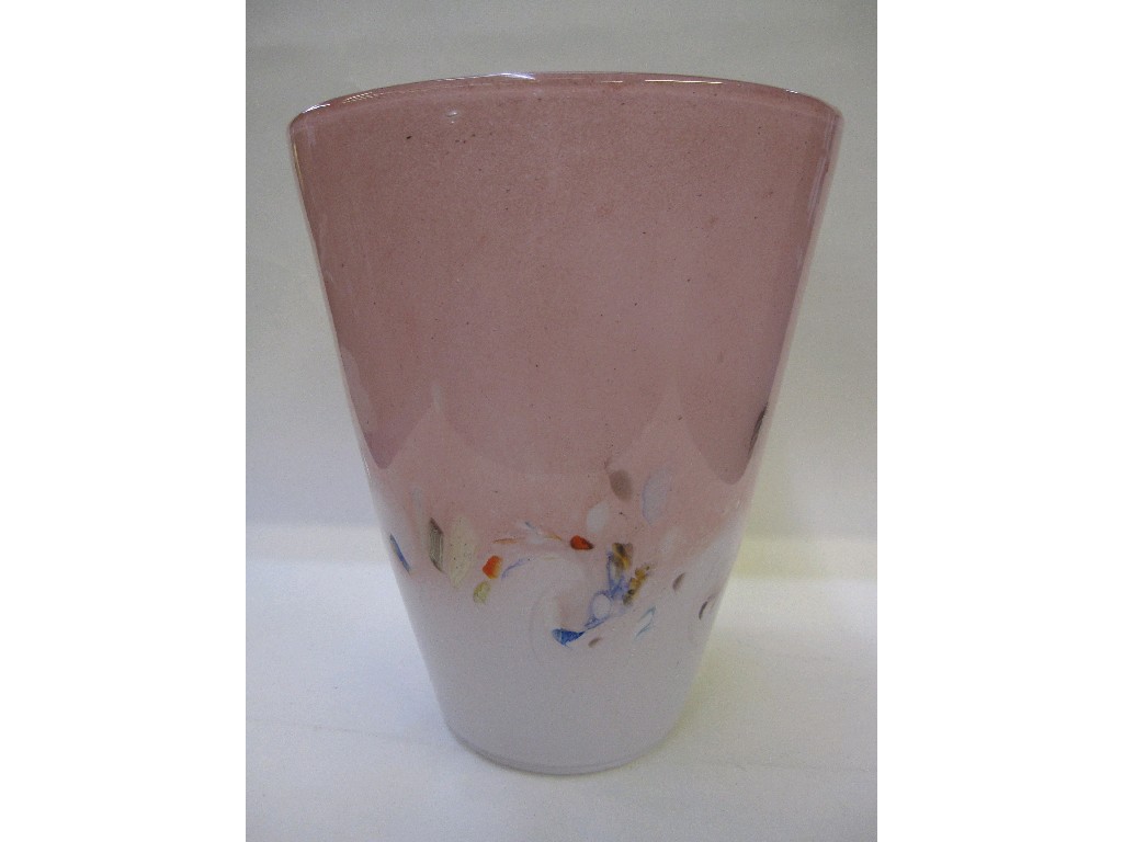 Appraisal: Vasart bucket vase with swirling pink decoration