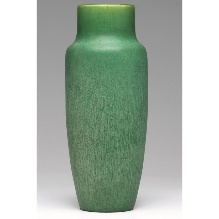 Appraisal: Hampshire vase shouldered shape covered in a green matt glaze