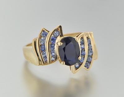 Appraisal: A Ladies' Sapphire and Iolite Ring k yellow gold ring