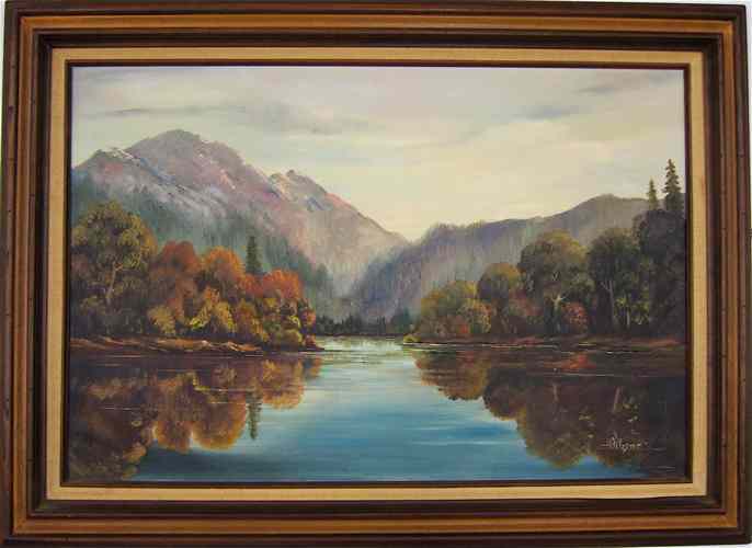 Appraisal: LANDSCAPE OIL ON CANVAS th century a river with mountains