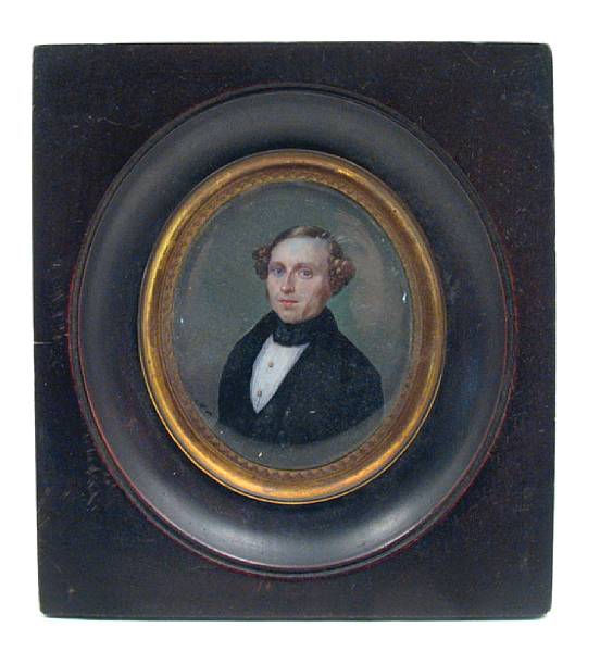 Appraisal: A miniature portrait of a gentleman height in width in