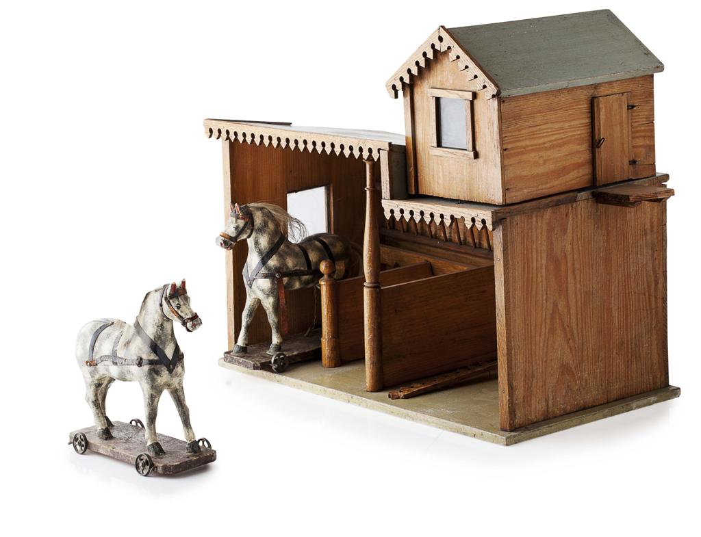 Appraisal: VICTORIAN TOY STABLE TH CENTURY pine and painted wood the