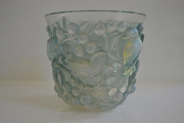 Appraisal: RENE LALIQUE 'AVALON' PATTERN FROSTED BLUE GLASS VASE