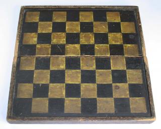 Appraisal: mid th c folding game board box with sponge paint