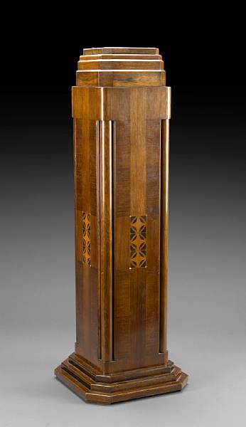 Appraisal: An Austrian inlaid walnut pedestal circa height in cm