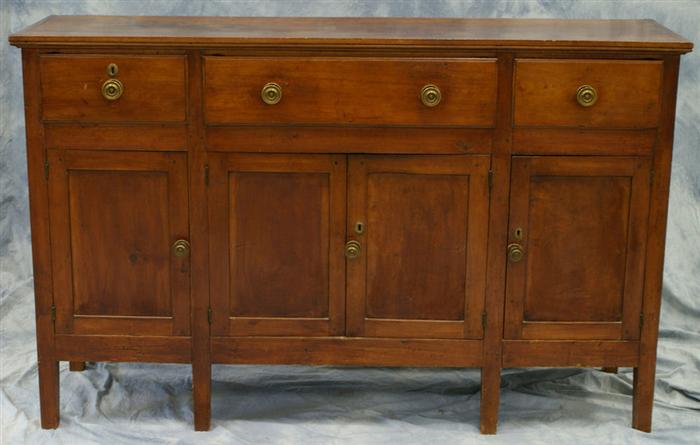 Appraisal: Cherry Hepplewhite southern huntboard three lipped drawers over conforming doors